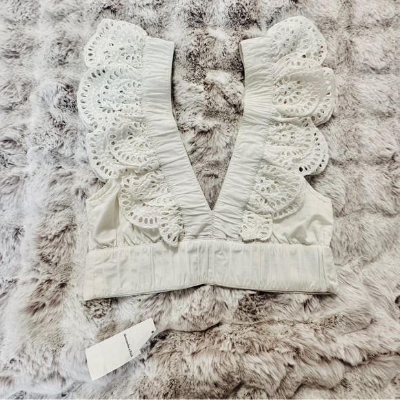 Abercrombie and Fitch White Eyelet Poplin Cropped Top Small New with Tags NWT - Picture 8 of 8